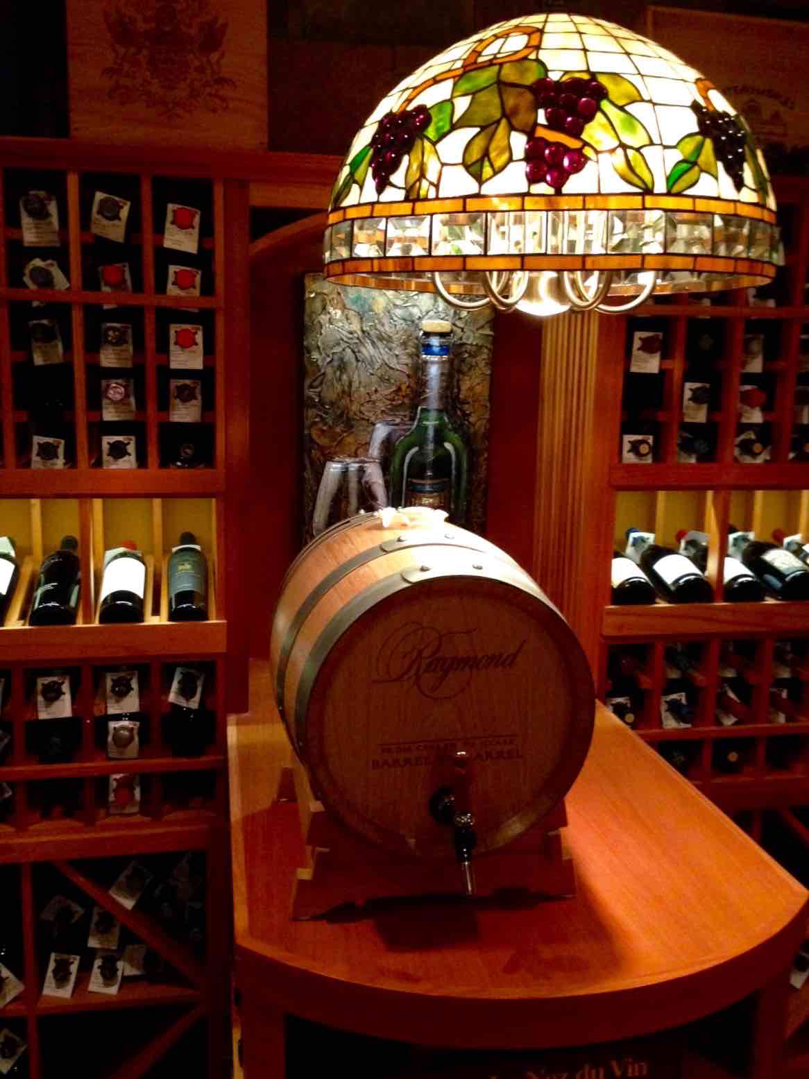 Chicago Basement Wine Room - Tabletop and Wine Barrel