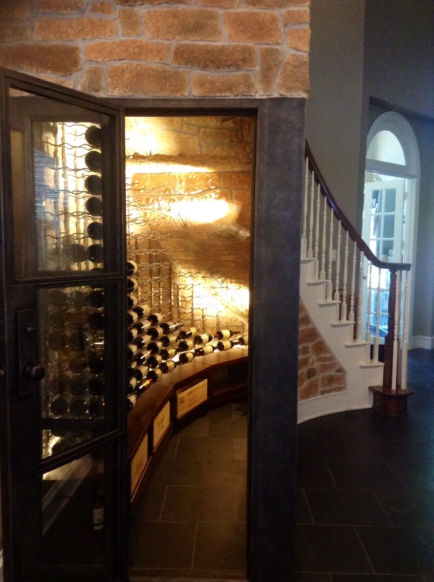 Houston Custom Home Wine Cellar with Metal Racks