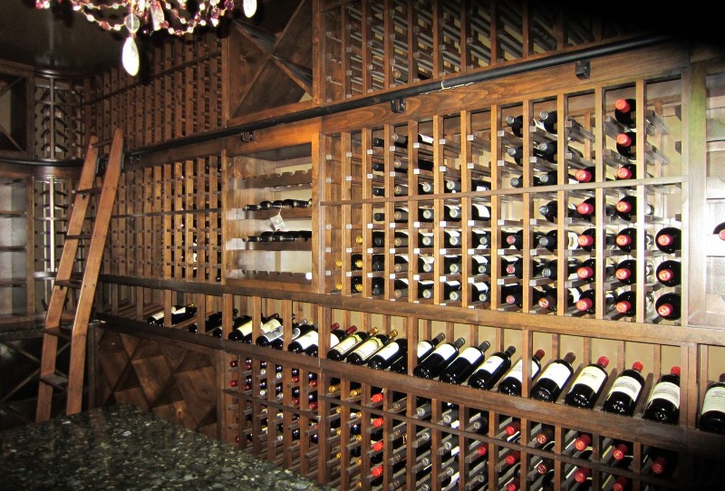 Right Wall with Bent Ladder and French Style Wine Racks