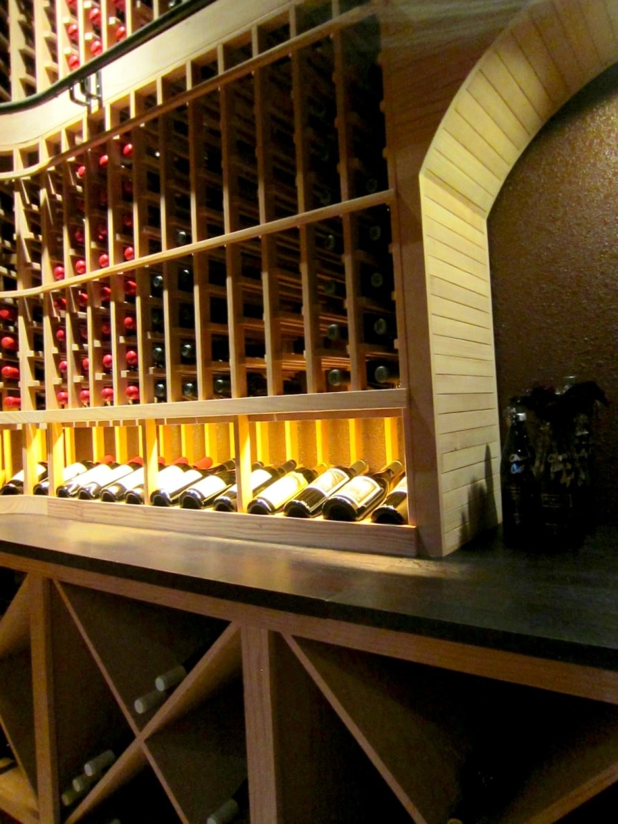 left  front custom wine racks Texas residential wine  cellar
