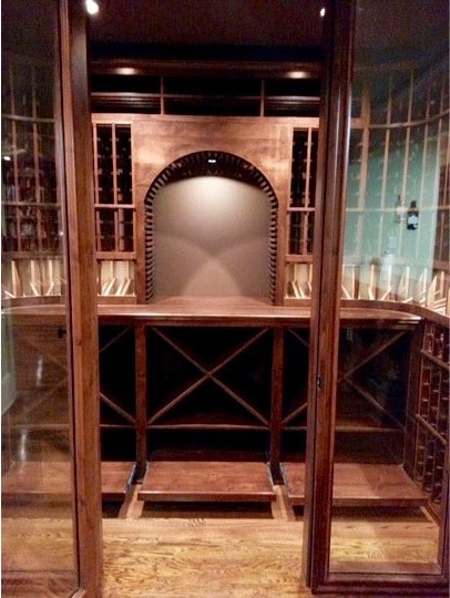 Custom Wine Cellar with Rolling Case Storage