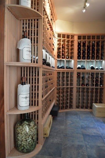Wooden Custom Wine Rack System Created by Houston Wine Cellar Specialists for a Residential Home